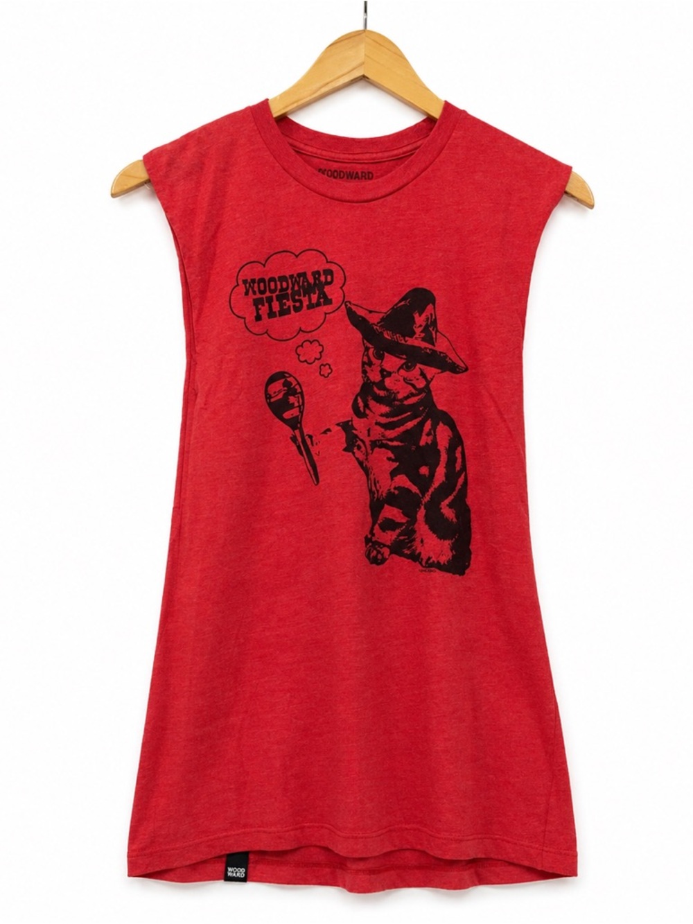 Woodward Sleeveless Graphic Tank Top – Size Medium – Red – 100% Cotton